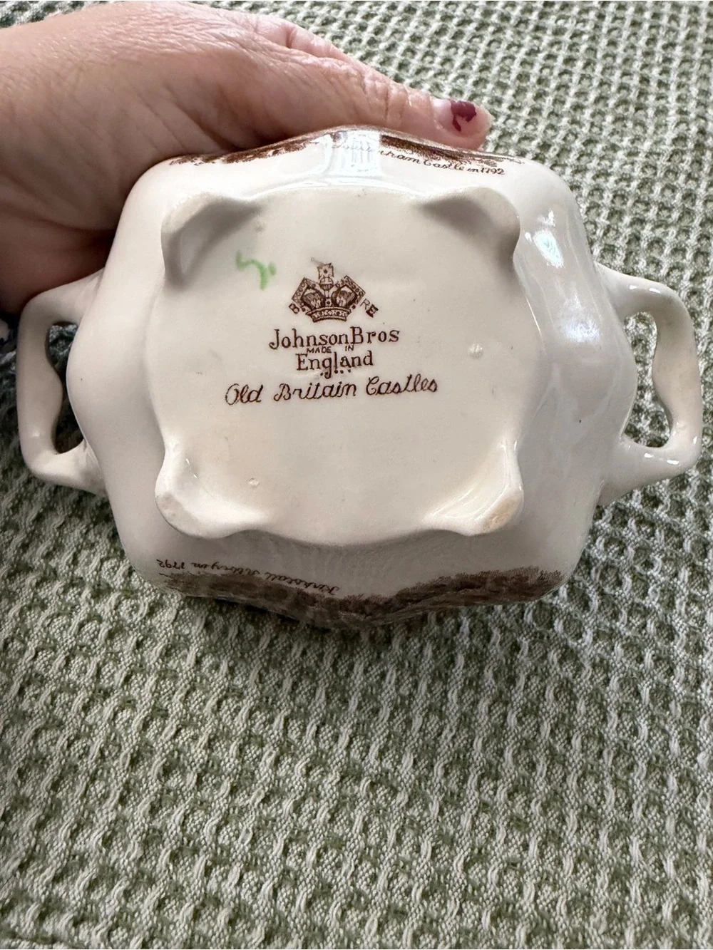Vintage Johnson Brothers Cream and Brown Transferware Creamer and Sugar Set